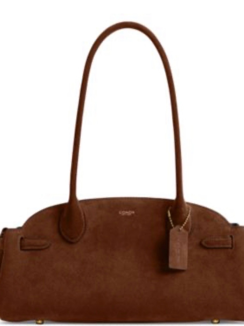 Coach Brown Suede Shoulder Bag with Tag Accent